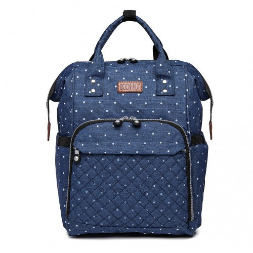 Easy Luggage E6705D2 - Kono Wide Open Designed Baby Diaper Changing Backpack Dot - Navy