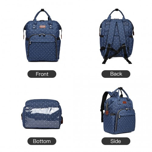 Easy Luggage E6705D2 - Kono Wide Open Designed Baby Diaper Changing Backpack Dot - Navy