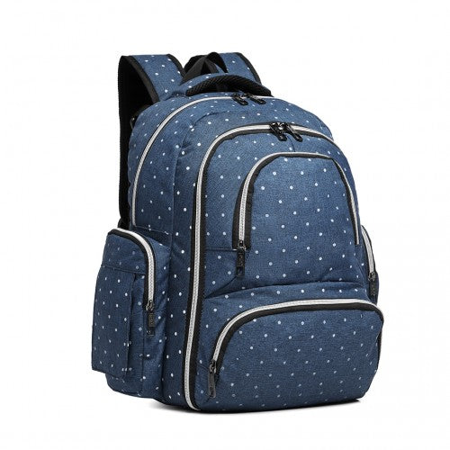 Easy Luggage E6706D2 - Kono Large Capacity Multi Function Baby Diaper Backpack Polka Dot Navy