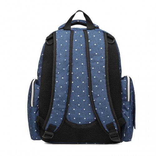 Easy Luggage E6706D2 - Kono Large Capacity Multi Function Baby Diaper Backpack Polka Dot Navy