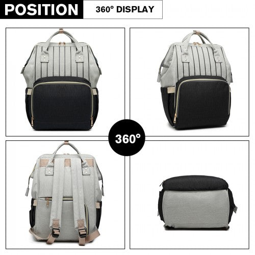 Easy Luggage E6814 - MISS LULU MULTI FUNCTION BABY DIAPER CHANGING BACKPACK - BLACK