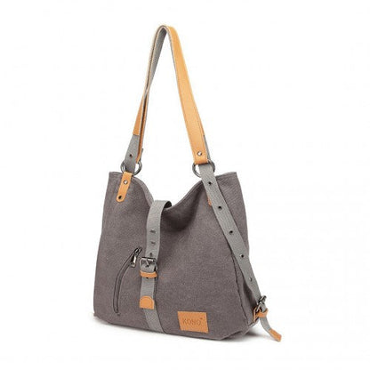Easy Luggage E6850 - Kono Canvas Hobo Slouch Shoulder Bag and Backpack - Grey