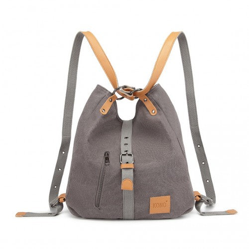 Easy Luggage E6850 - Kono Canvas Hobo Slouch Shoulder Bag and Backpack - Grey