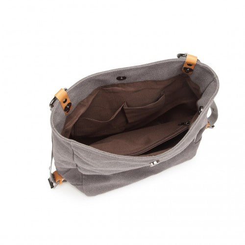 Easy Luggage E6850 - Kono Canvas Hobo Slouch Shoulder Bag and Backpack - Grey