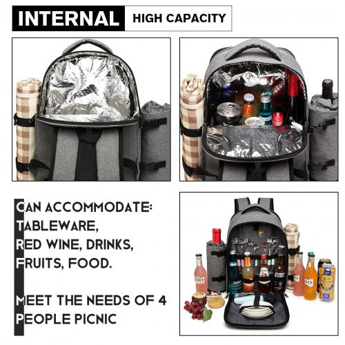 Easy Luggage E6915 - Kono Canvas Picnic Backpack - Grey