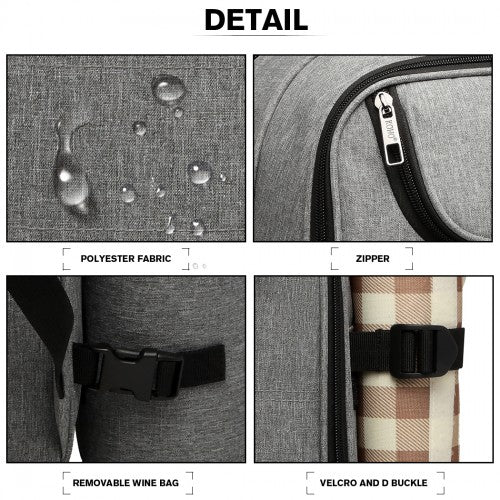 Easy Luggage E6915 - Kono Canvas Picnic Backpack - Grey