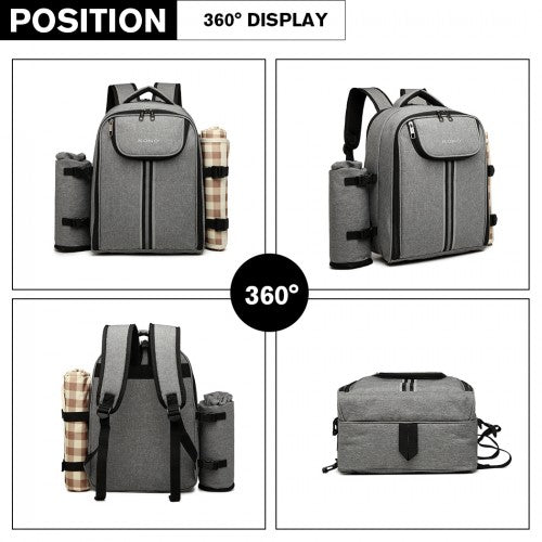Easy Luggage E6915 - Kono Canvas Picnic Backpack - Grey