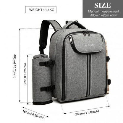 Easy Luggage E6915 - Kono Canvas Picnic Backpack - Grey