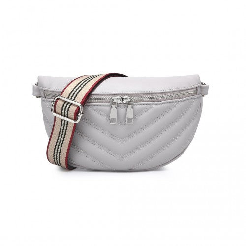 Easy Luggage LB2307 - Miss Lulu Wide Strap Bum Bag Lightweight Adjustable Waist Bag - Grey