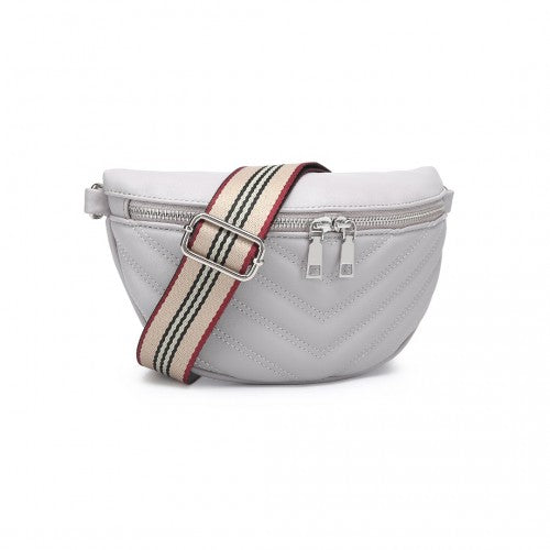 Easy Luggage LB2307 - Miss Lulu Wide Strap Bum Bag Lightweight Adjustable Waist Bag - Grey