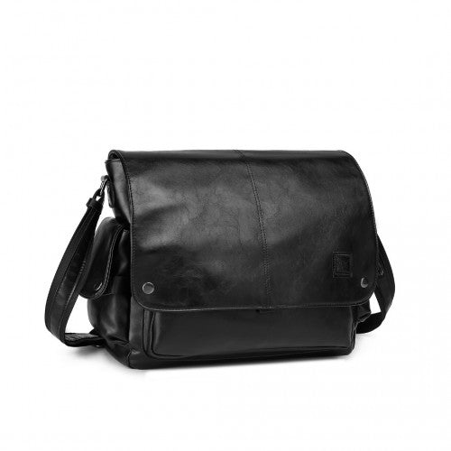 Easy Luggage EB2127 - Kono Casual Leather Men's Large Capacity Shoulder Bag - Black