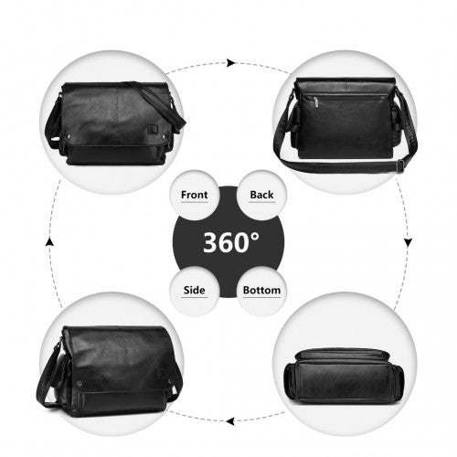 Easy Luggage EB2127 - Kono Casual Leather Men's Large Capacity Shoulder Bag - Black