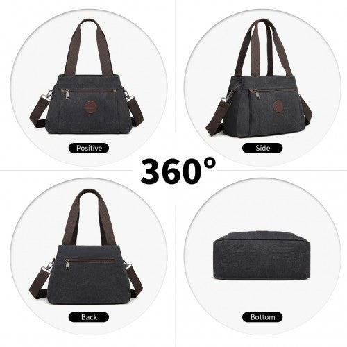 Easy Luggage EH2045 - Kono Canvas Multi-Functional Cross Body Bag - Black