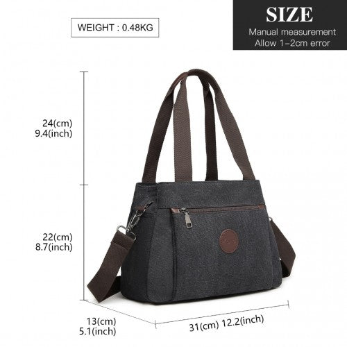 Easy Luggage EH2045 - Kono Canvas Multi-Functional Cross Body Bag - Black