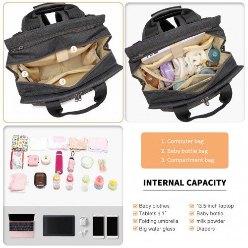 Easy Luggage EM2105 - Kono Simple Lightweight Maternity Changing Bag - Black