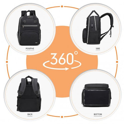 Easy Luggage EQ2039 - Kono Classic Multi Functional Changing Backpack With USB Charging Interface - Black