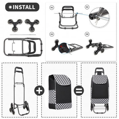 Easy Luggage EQ2043 - Kono 6 Wheel Push Shopping Trolley - Black