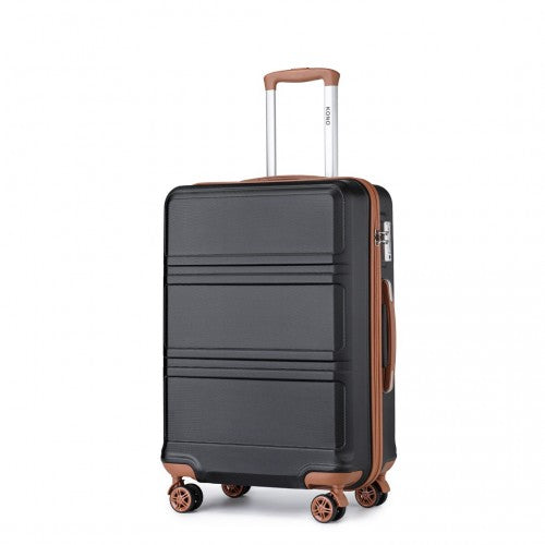 Easy Luggage K1871-1L - Kono ABS 24 Inch Sculpted Horizontal Design Suitcase - Black And Brown