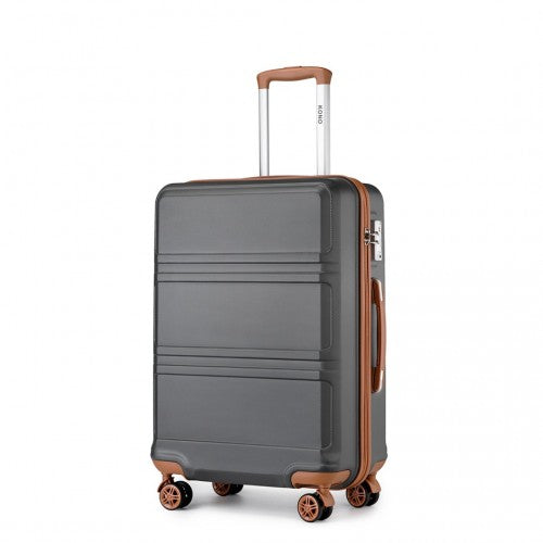 Easy Luggage K1871-1L - Kono ABS 24 Inch Sculpted Horizontal Design Suitcase - Grey And Brown