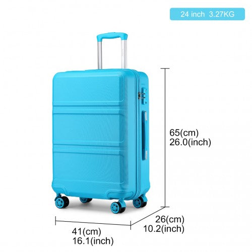 Easy Luggage K1871-1L - Kono ABS 24 Inch Sculpted Horizontal Design Suitcase - Blue
