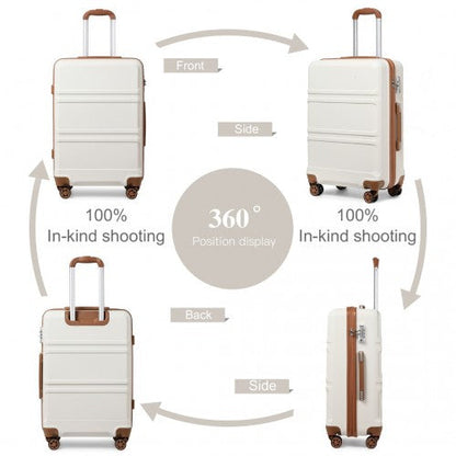 Easy Luggage K1871-1L - Kono ABS 28 Inch Sculpted Horizontal Design Suitcase - Cream