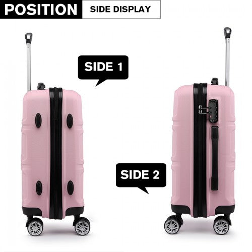 Easy Luggage K1871-1L - Kono ABS Sculpted Horizontal Design 24 Inch Suitcase - Pink