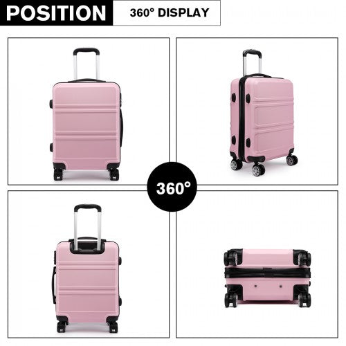 Easy Luggage K1871-1L - Kono ABS Sculpted Horizontal Design 24 Inch Suitcase - Pink