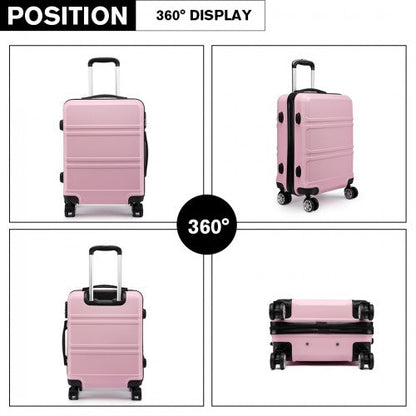 Easy Luggage K1871-1L - Kono ABS Sculpted Horizontal Design 24 Inch Suitcase - Pink