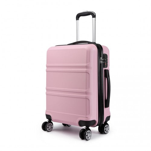 Easy Luggage K1871-1L - Kono ABS Sculpted Horizontal Design 24 Inch Suitcase - Pink