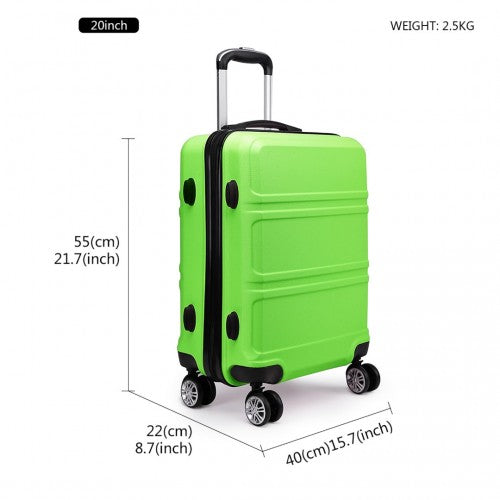 Easy Luggage K1871-1L - Kono ABS Sculpted Horizontal Design 3 Piece Suitcase Set - Green