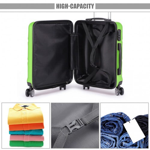 Easy Luggage K1871-1L - Kono ABS Sculpted Horizontal Design 3 Piece Suitcase Set - Green