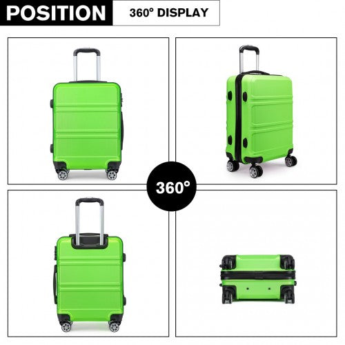 Easy Luggage K1871-1L - Kono ABS Sculpted Horizontal Design 3 Piece Suitcase Set - Green