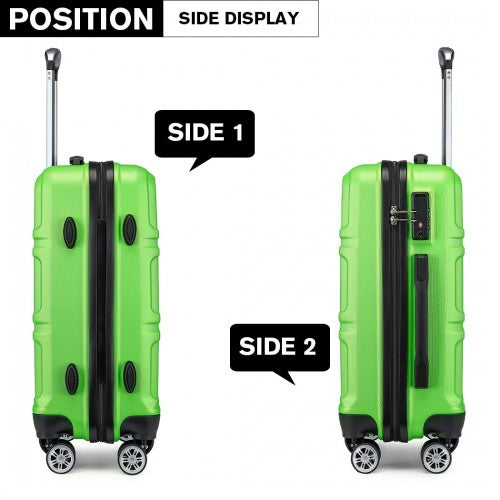 Easy Luggage K1871-1L - Kono ABS Sculpted Horizontal Design 3 Piece Suitcase Set - Green