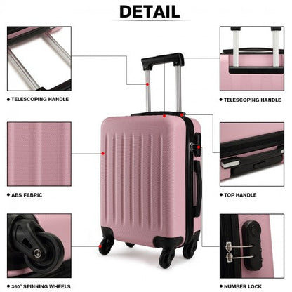 Easy Luggage K1872L - Kono 28 Inch ABS Hard Shell Luggage 4 Wheel Spinner Suitcase - Pink
