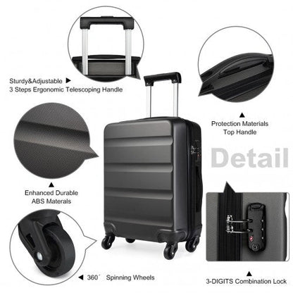 Easy Luggage K1991-1L - Kono 24 Inch Horizontal Design ABS Hard Shell Suitcase With TSA Lock - Grey