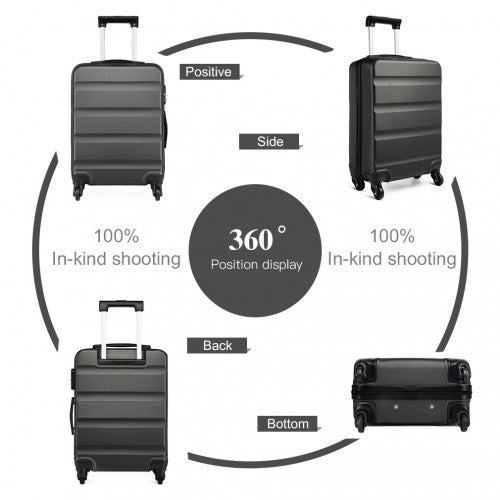 Easy Luggage K1991-1L - Kono 24 Inch Horizontal Design ABS Hard Shell Suitcase With TSA Lock - Grey