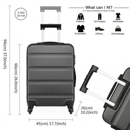 Easy Luggage K1991-1L - Kono 24 Inch Horizontal Design ABS Hard Shell Suitcase With TSA Lock - Grey
