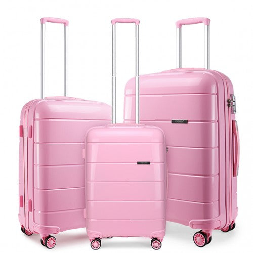 Easy Luggage K1997L - KONO 20-24-28” HARD SHELL PP SUITCASE SET - PINK