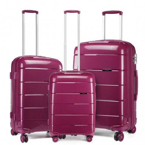 Easy Luggage K1997L - KONO 20-24-28” HARD SHELL PP SUITCASE SET - PURPLE