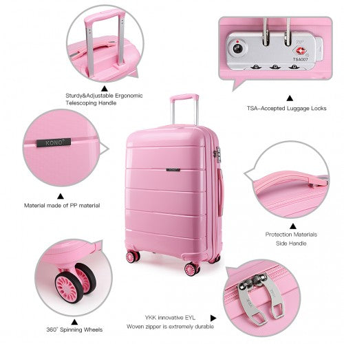 Easy Luggage K1997L - KONO 28 INCH HARD SHELL PP SUITCASE - PINK