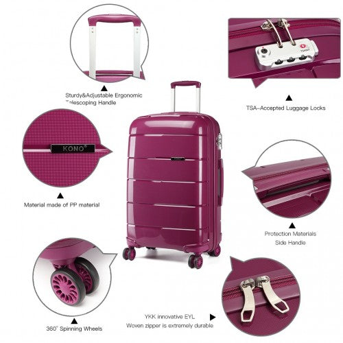 Easy Luggage K1997L - KONO 28 INCH HARD SHELL PP SUITCASE - PURPLE