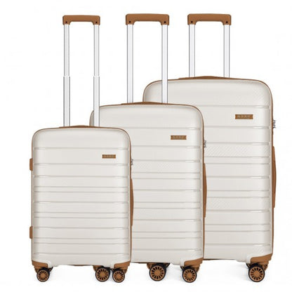 Easy Luggage K2091L - Kono Multi Texture Hard Shell PP Suitcase 3 Pieces Set - Classic Collection - Cream