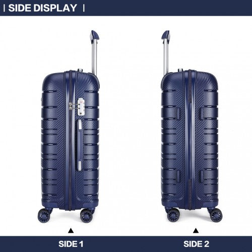 Easy Luggage K2091L - Kono 24 Inch Multi Texture Hard Shell PP Suitcase - Classic Collection - Navy