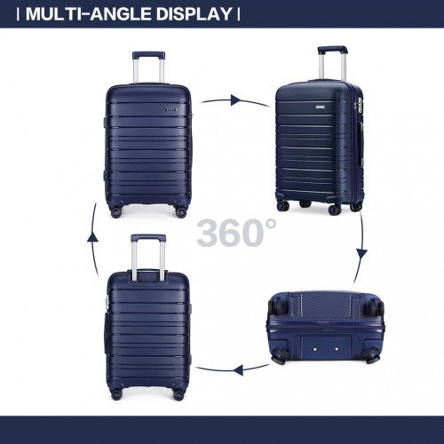 Easy Luggage K2091L - Kono 24 Inch Multi Texture Hard Shell PP Suitcase - Classic Collection - Navy