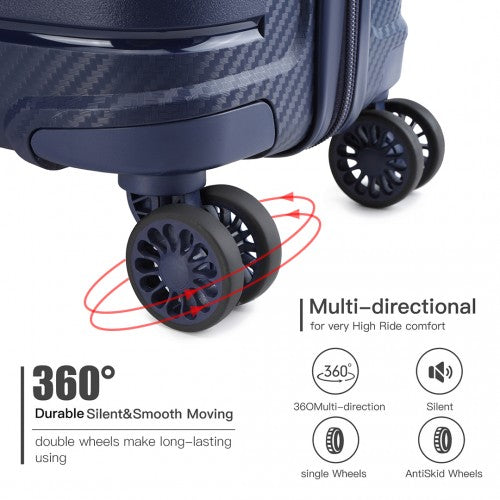 Easy Luggage K2091L - Kono 24 Inch Multi Texture Hard Shell PP Suitcase - Classic Collection - Navy