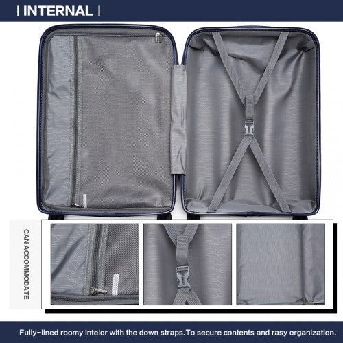 Easy Luggage K2091L - Kono 24 Inch Multi Texture Hard Shell PP Suitcase - Classic Collection - Navy