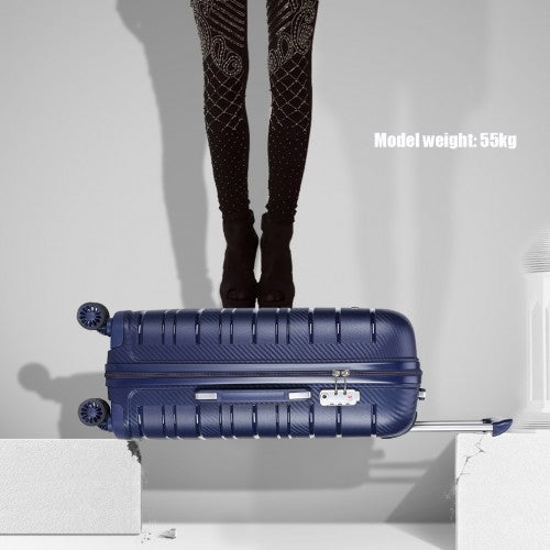 Easy Luggage K2091L - Kono 24 Inch Multi Texture Hard Shell PP Suitcase - Classic Collection - Navy
