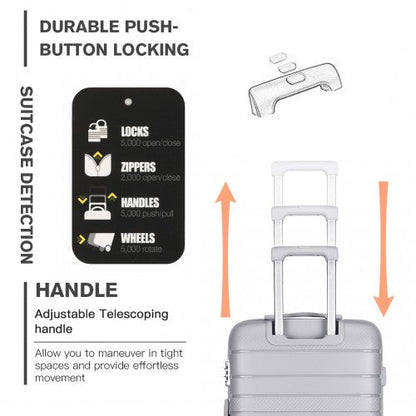 Easy Luggage K2091L - Kono Multi Texture Hard Shell PP Suitcase 3 Pieces Set - Classic Collection - Grey