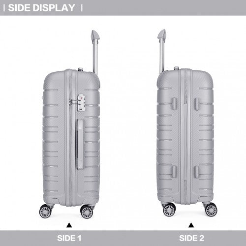 Easy Luggage K2091L - Kono Multi Texture Hard Shell PP Suitcase 3 Pieces Set - Classic Collection - Grey