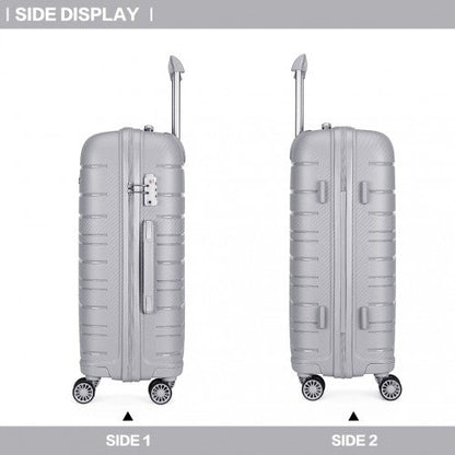 Easy Luggage K2091L - Kono Multi Texture Hard Shell PP Suitcase 3 Pieces Set - Classic Collection - Grey